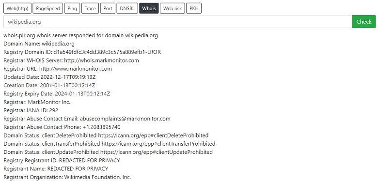 check domain whois info