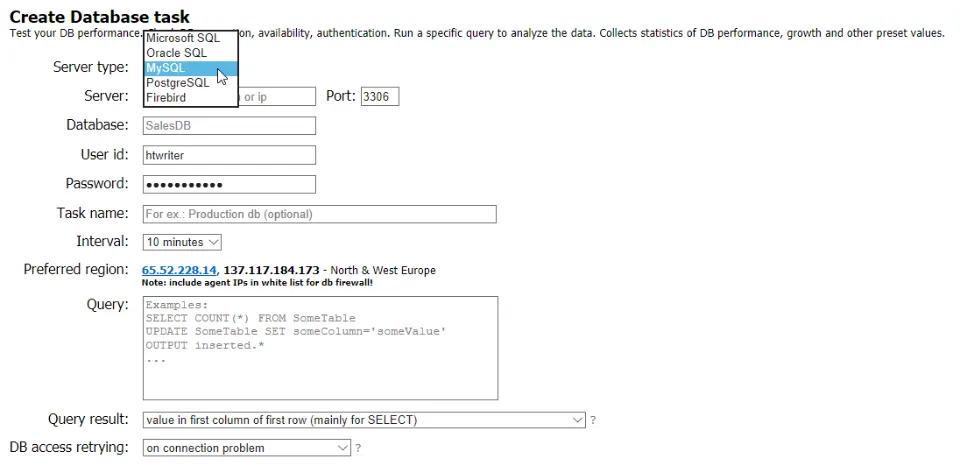 Database Monitoring with HostTracker